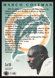 Marco Coleman Autographed 1993 Fleer Rookie Sensations Card #3 Miami Dolphins SKU #260824