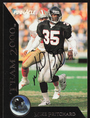 Mike Pritchard Autographed 1992 Pinnacle Team 2000 Card #28 Atlanta Falcons SKU #260827