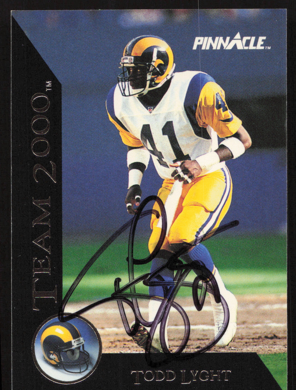 Todd Lyght Autographed 1992 Pinnacle Team 2000 Card #30 Los Angeles Rams SKU #260829