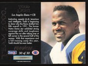 Todd Lyght Autographed 1992 Pinnacle Team 2000 Card #30 Los Angeles Rams SKU #260829