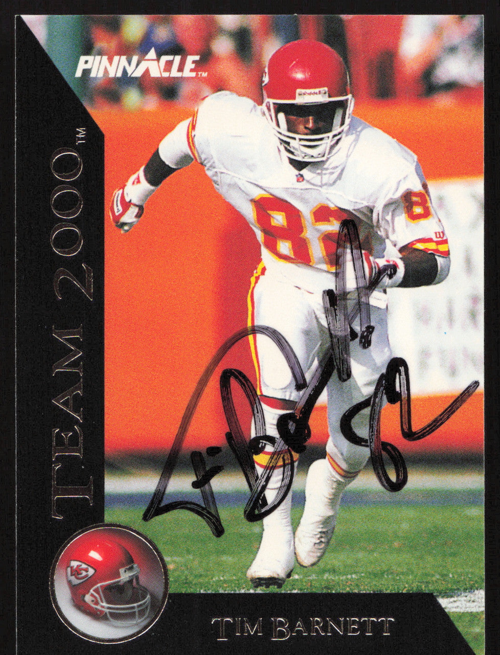 Tim Barnett Autographed 1992 Pinnacle Team 2000 Card #14 Kansas City Chiefs SKU #260831