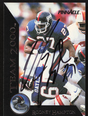 Rodney Hampton Autographed 1992 Pinnacle Team 2000 Card #2 New York Giants SKU #260834