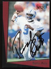 Rodney Peete Autographed 1993 Score Select Card #196 Detroit Lions SKU #260839