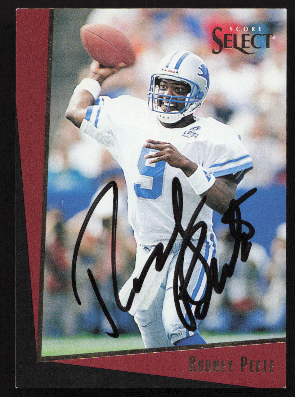 Rodney Peete Autographed 1993 Score Select Card #196 Detroit Lions SKU #260839
