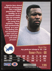 Rodney Peete Autographed 1993 Score Select Card #196 Detroit Lions SKU #260839