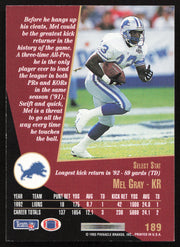 Mel Gray Autographed 1993 Score Select Card #189 Detroit Lions SKU #260843
