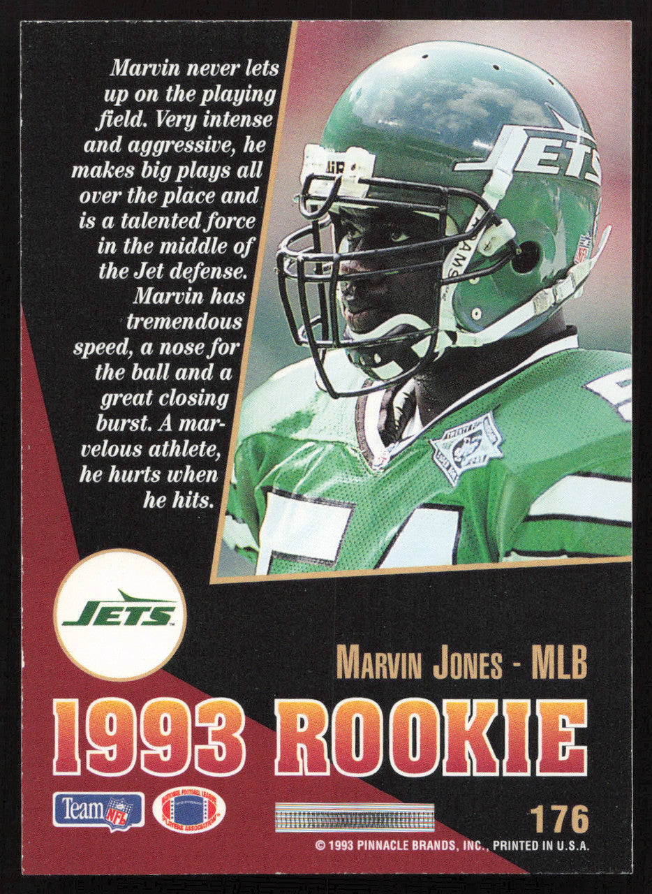 Marvin Jones Autographed 1993 Score Select Rookie Card #176 New York Jets SKU #260849