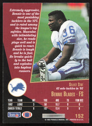 Bennie Blades Autographed 1993 Score Select Card #152 Detroit Lions SKU #260860