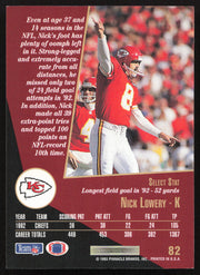 Nick Lowery Autographed 1993 Score Select Card #82 Kansas City Chiefs SKU #260890