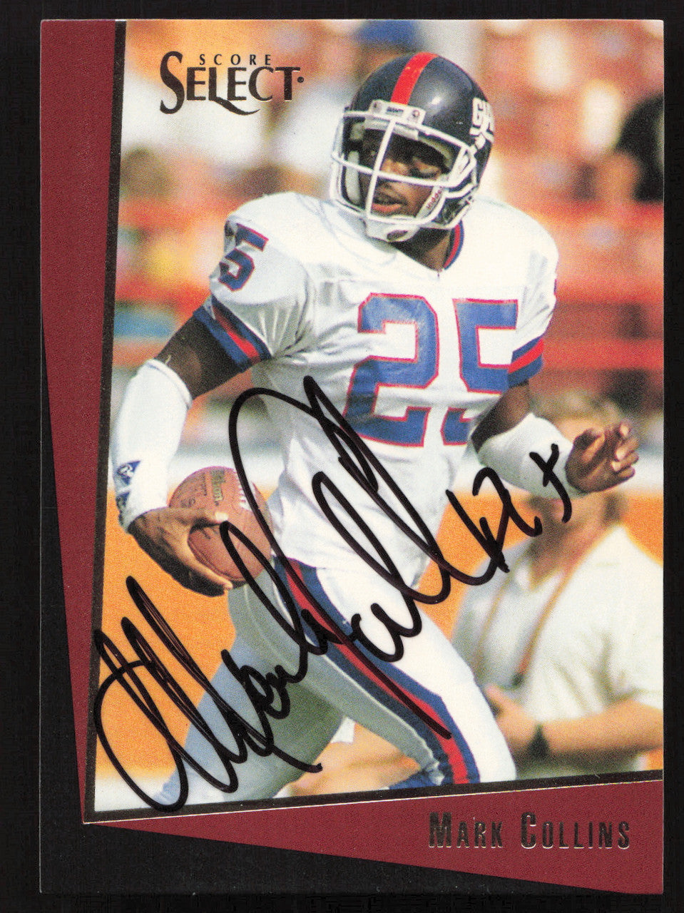 Mark Collins Autographed 1993 Score Select Card #69 New York Giants SKU #260897