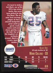 Mark Collins Autographed 1993 Score Select Card #69 New York Giants SKU #260897