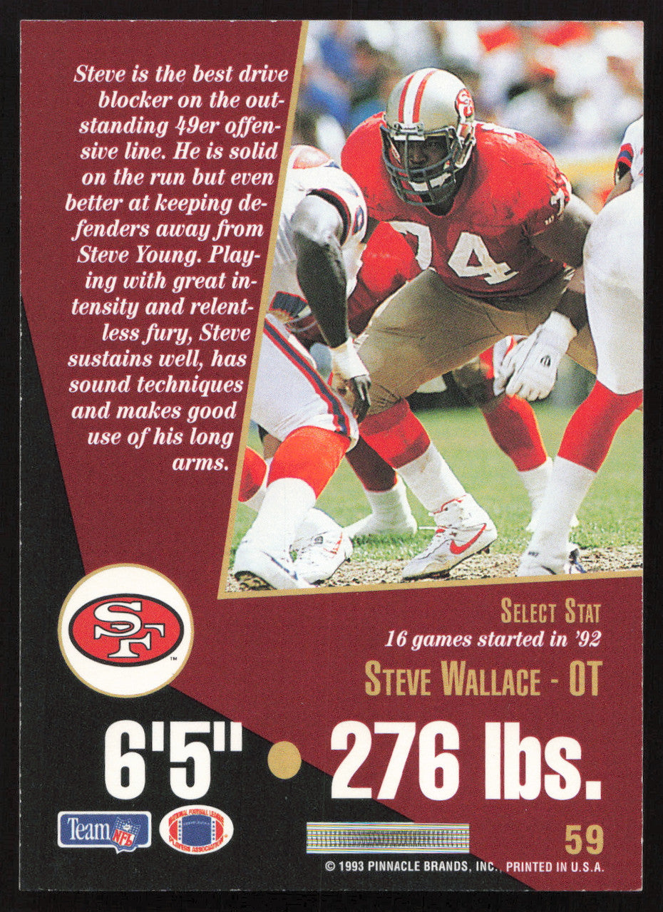 Steve Wallace Autographed 1993 Score Select Card #59 San Francisco 49ers SKU #260902