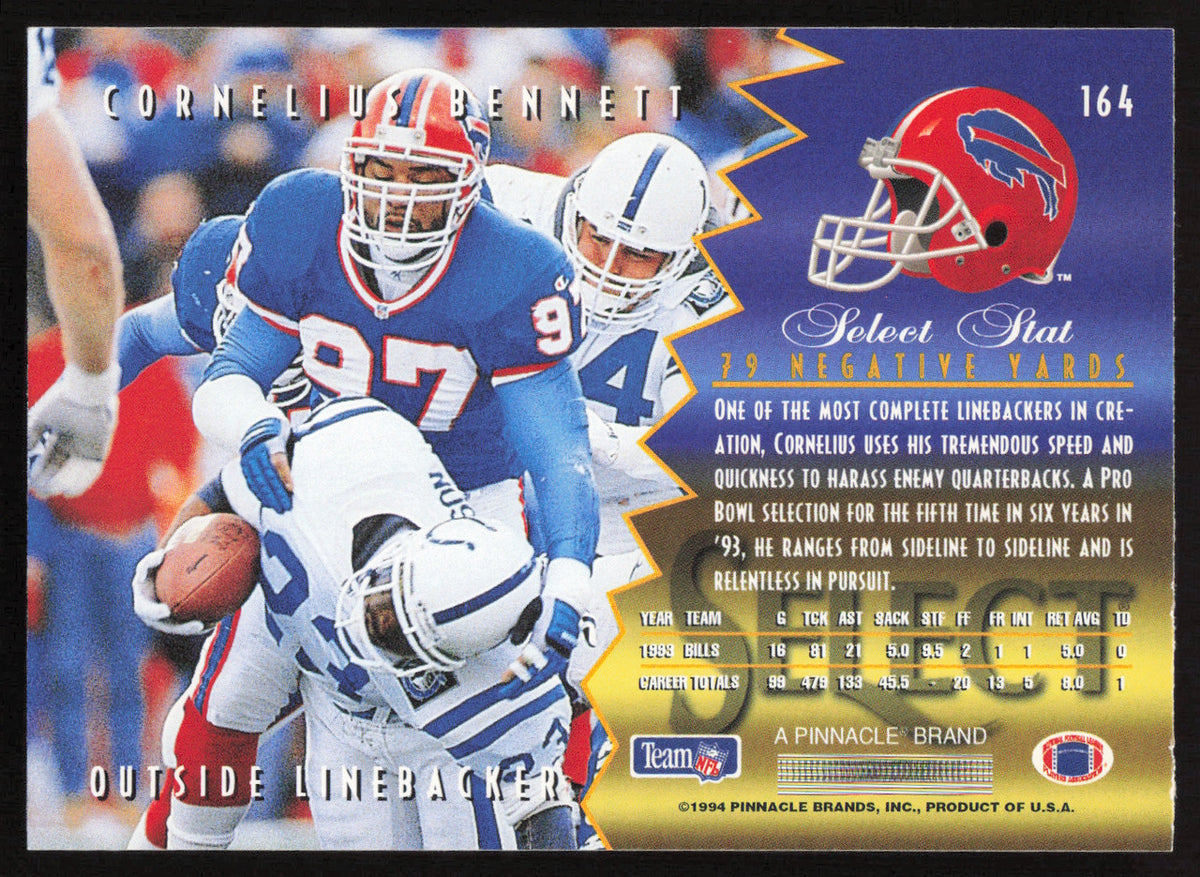 Cornelius Bennett Autographed 1994 Score Select Card #164 Buffalo Bills SKU #260940