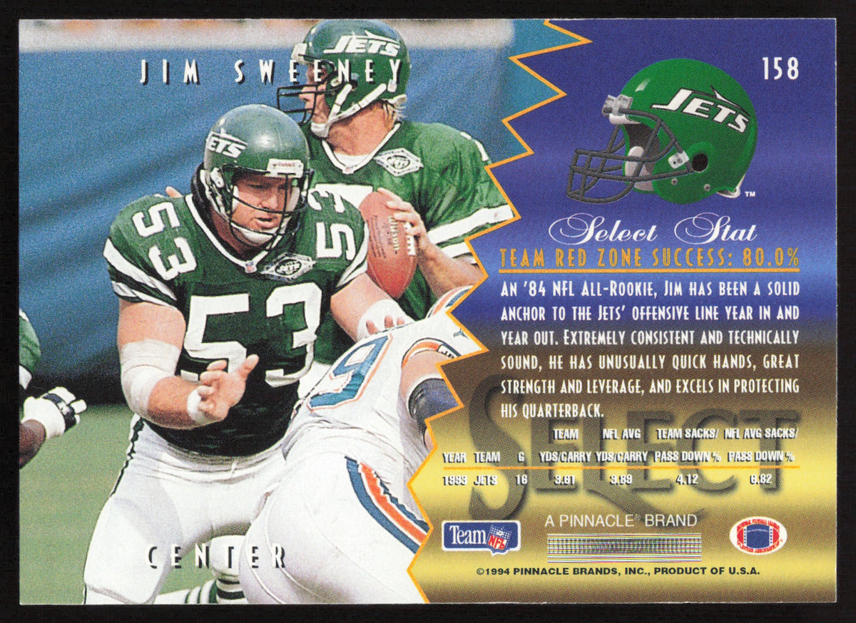 Jim Sweeney Autographed 1994 Score Select Card #158 New York Jets SKU #260941