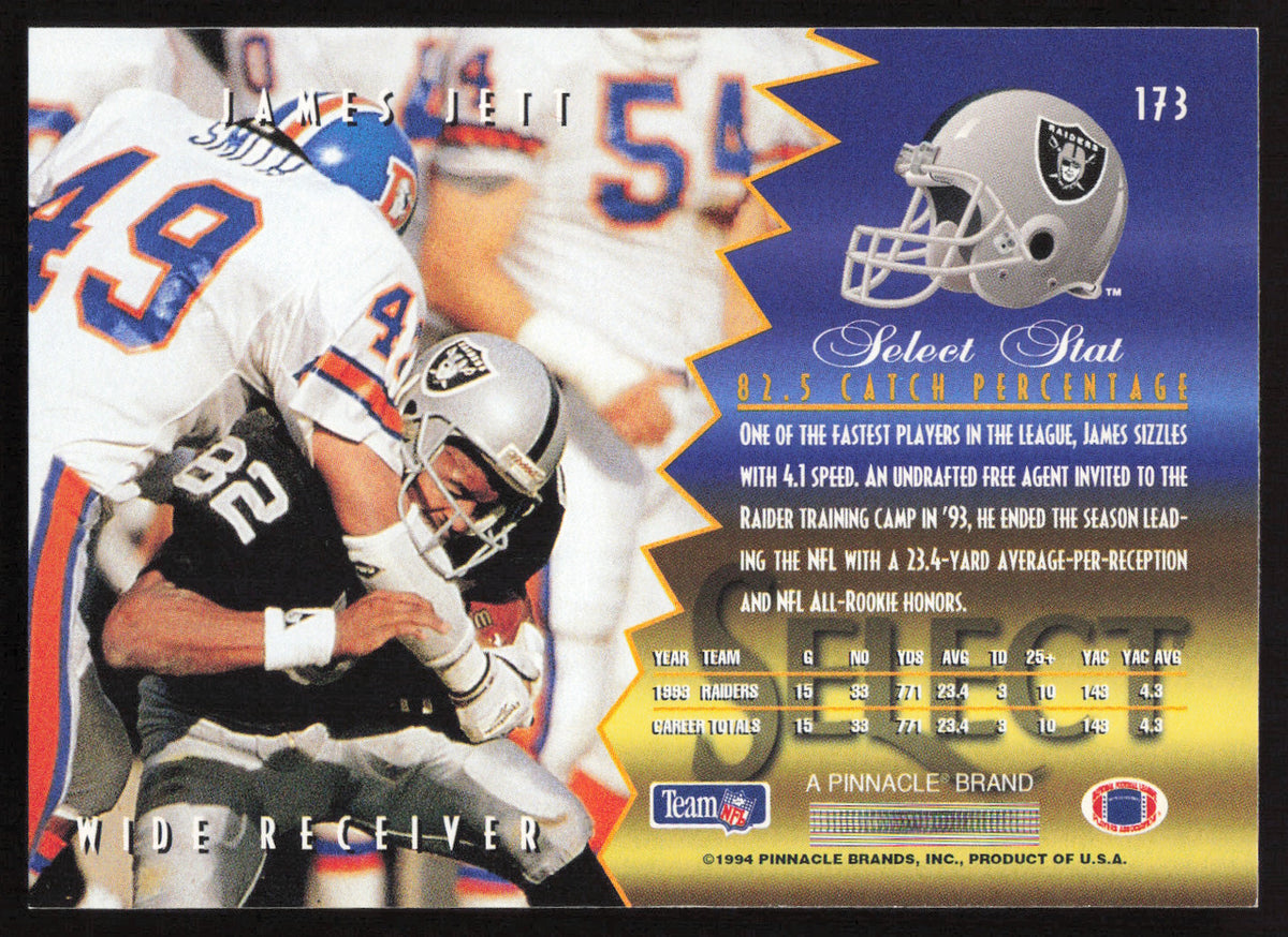 James Jett Autographed 1994 Score Select Card #173 Los Angeles Raiders SKU #260942