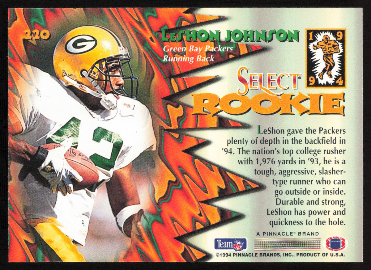 LeShon Johnson Autographed 1994 Score Select Rookie Card #220 Green Bay Packers SKU #260954