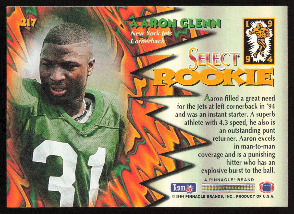 Aaron Glenn Autographed 1994 Score Select Rookie Card #217 New York Jets SKU #260955