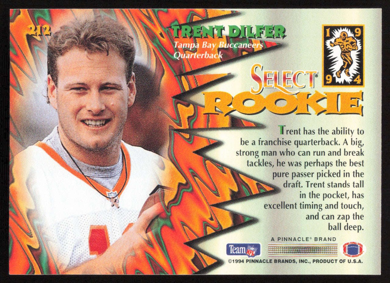 Trent Dilfer Autographed 1994 Score Select Rookie Card #212 Tampa Bay Buccaneers SKU #260956