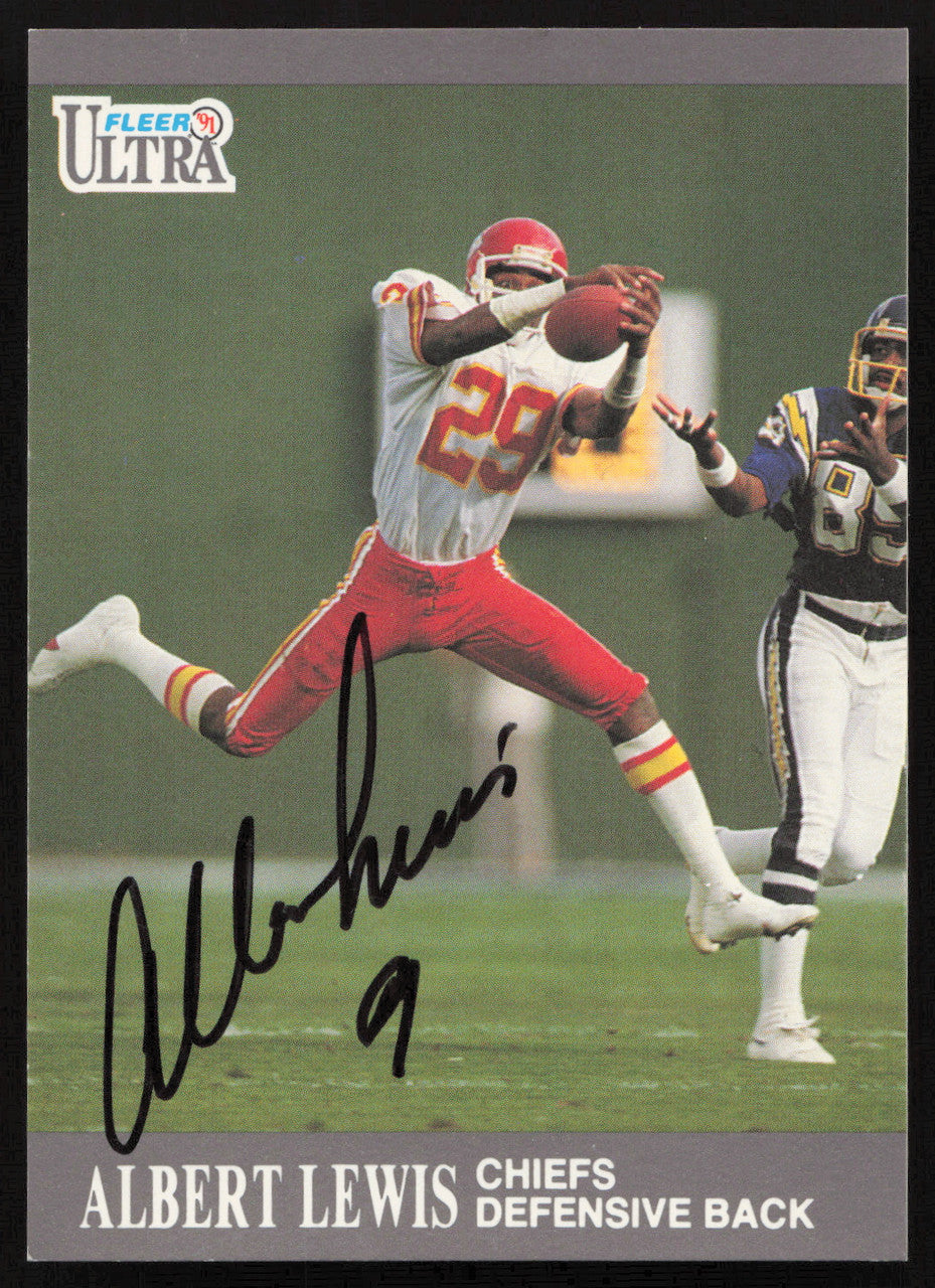 Albert Lewis Autographed 1991 Fleer Ultra Card #66 Kansas City Chiefs SKU #260958