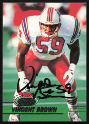 Vincent Brown Autographed 1993 Stadium Club Card #55 New England Patriots SKU #260968