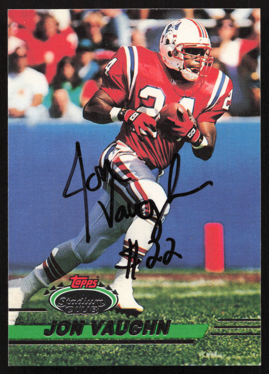 Jon Vaughn Autographed 1993 Stadium Club Card #198 New England Patriots SKU #261017