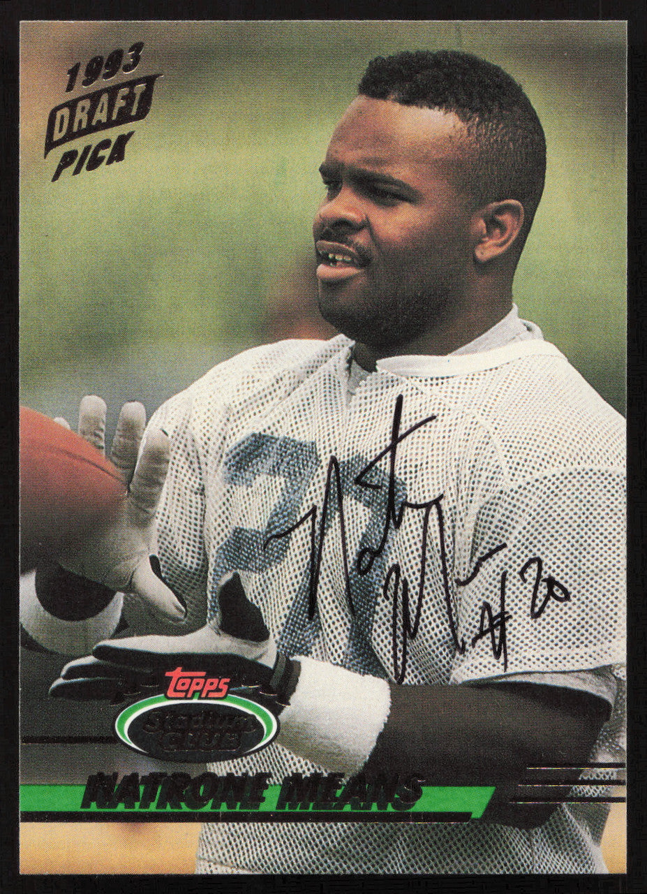 Natrone Means Autographed 1993 Stadium Club Rookie Card #21 San Diego Chargers SKU #261029