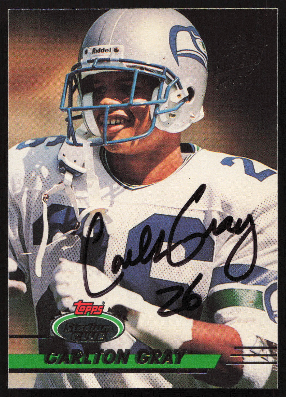 Carlton Gray Autographed 1993 Stadium Club Rookie Card #282 Seattle Seahawks SKU #261030