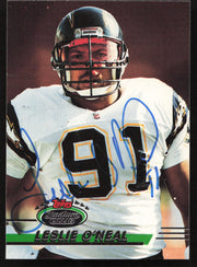 Leslie O'Neal Autographed 1993 Stadium Club Card #443 San Diego Chargers SKU #261040