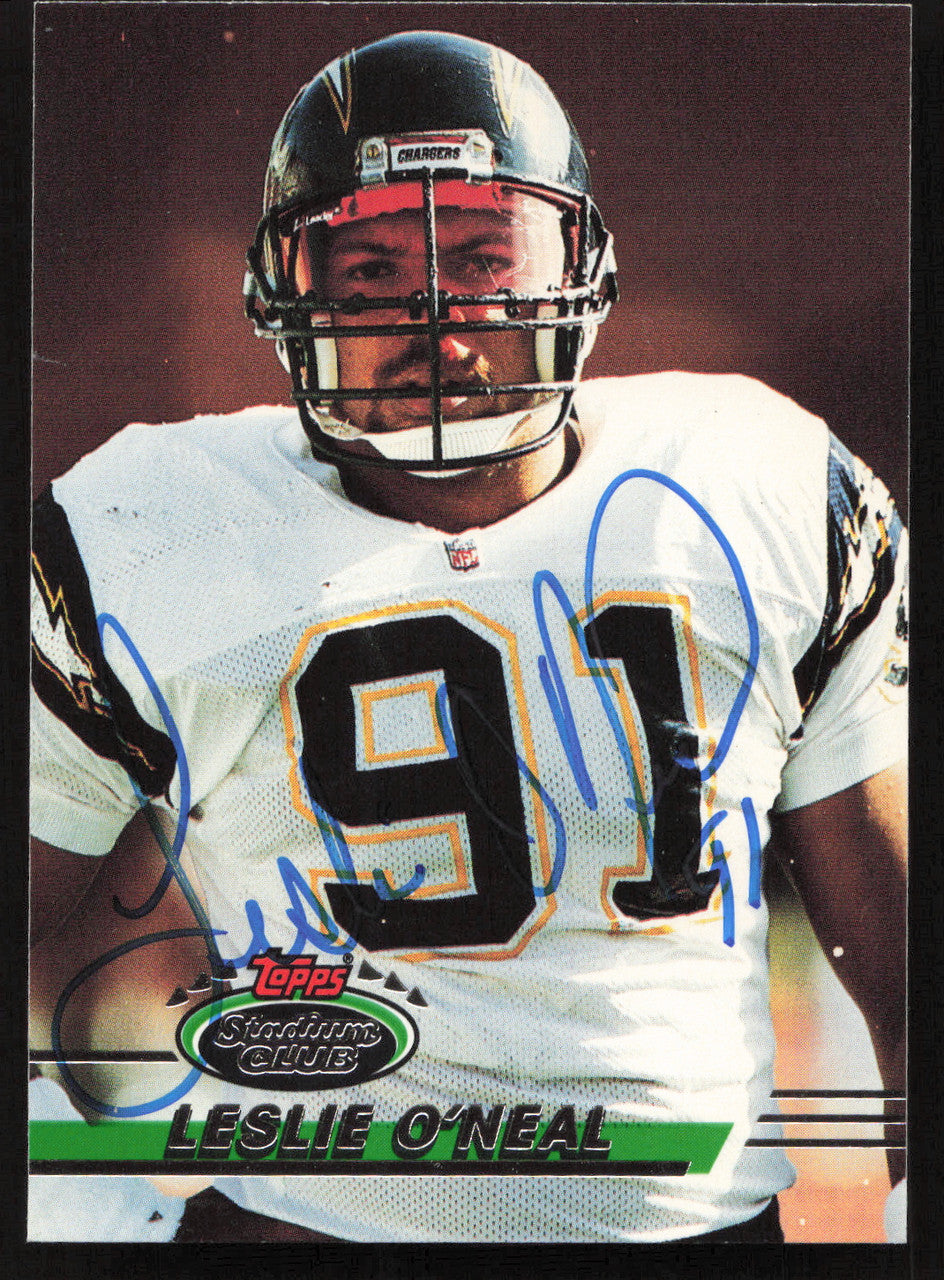 Leslie O'Neal Autographed 1993 Stadium Club Card #443 San Diego Chargers SKU #261040