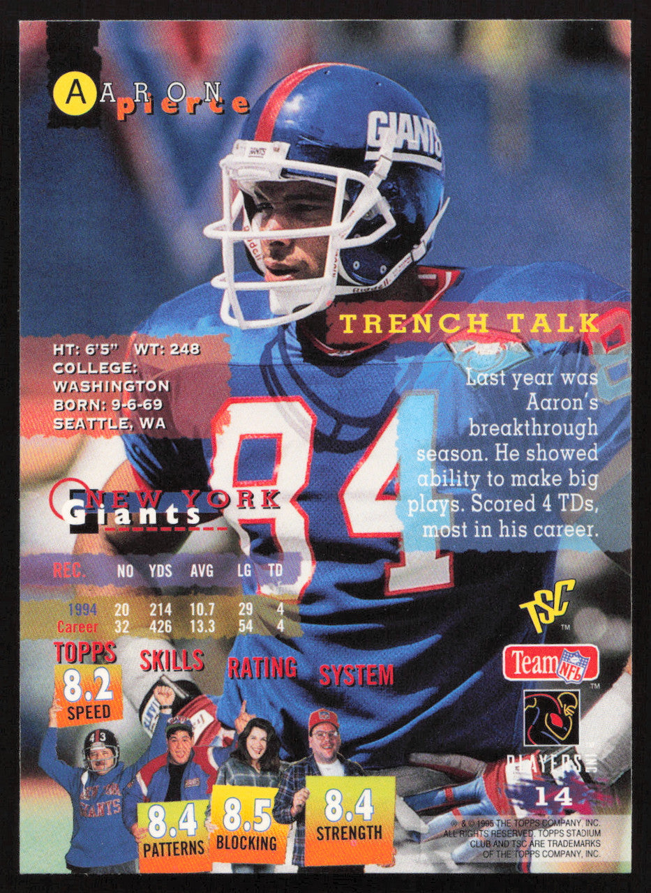 Aaron Pierce Autographed 1995 Stadium Club Card #14 New York Giants SKU #261123