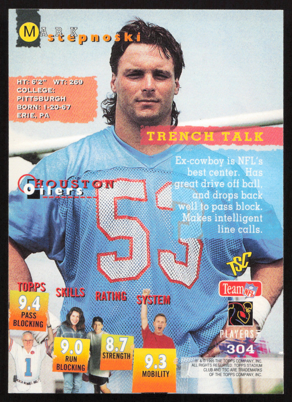 Mark Stepnoski Autographed 1995 Stadium Club Card #304 Houston Oilers SKU #261127