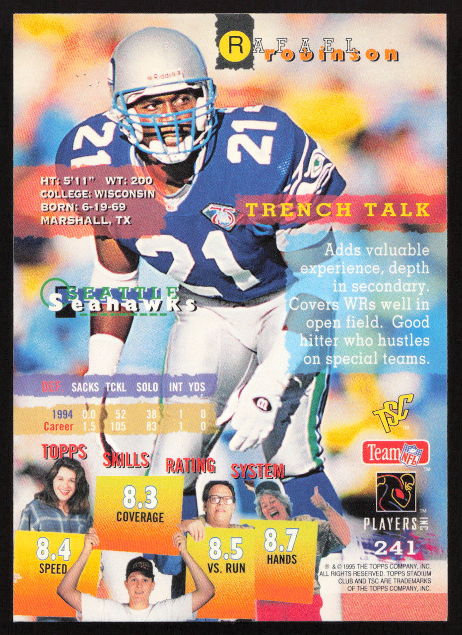 Rafael Robinson Autographed 1995 Stadium Club Card #241 Seattle Seahawks SKU #261136