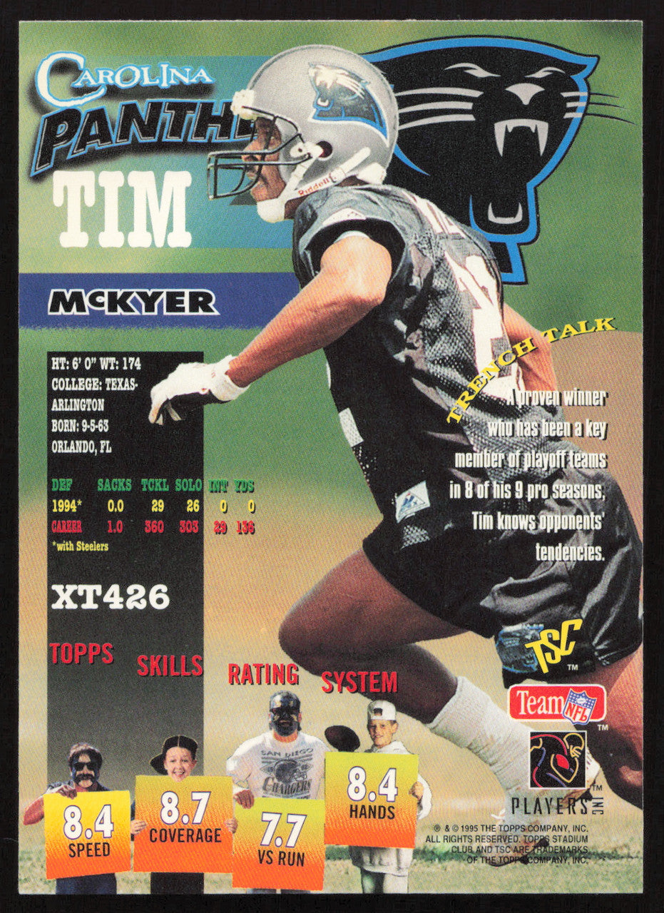 Tim McKyer Autographed 1995 Stadium Club Card #XT426 Carolina Panthers SKU #261138