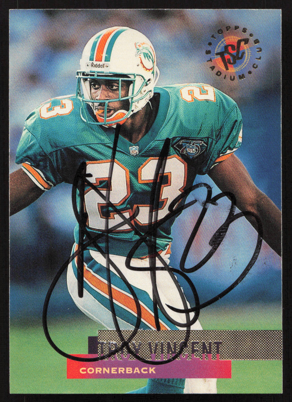Troy Vincent Autographed 1995 Stadium Club Card #361 Miami Dolphins SKU #261140