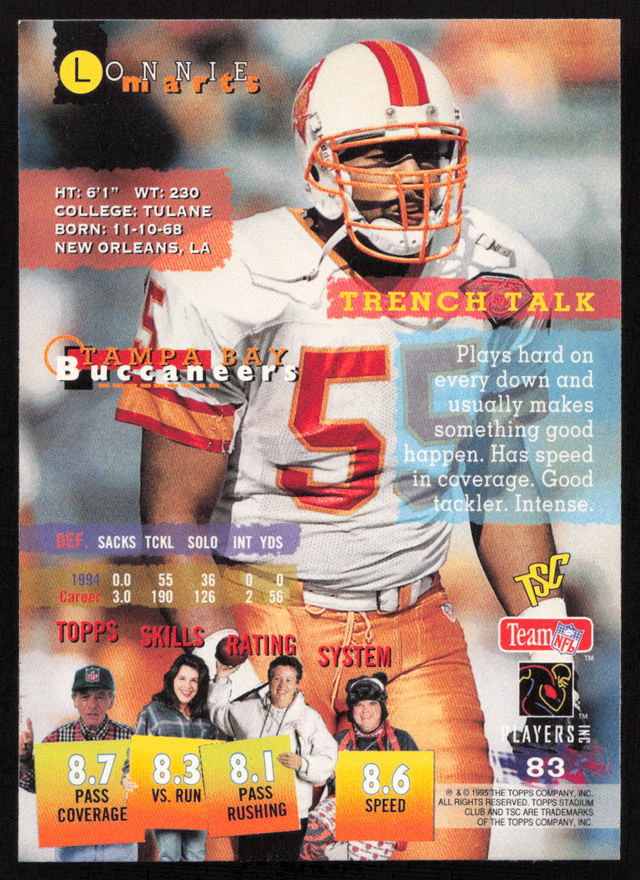 Lonnie Marts Autographed 1995 Stadium Club Card #83 Tampa Bay Buccaneers SKU #261144