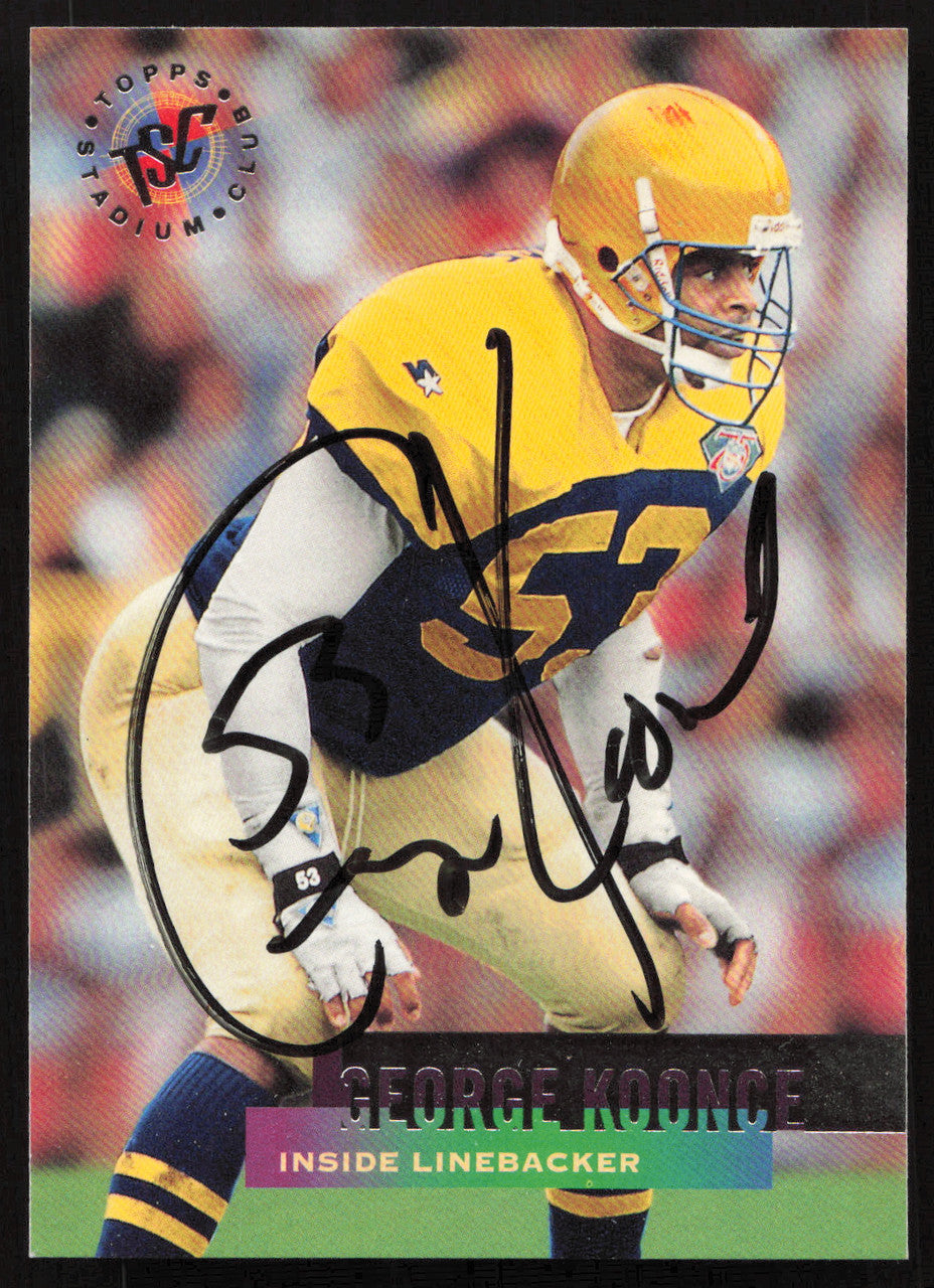 George Koonce Autographed 1995 Stadium Club Card #9 Green Bay Packers SKU #261150