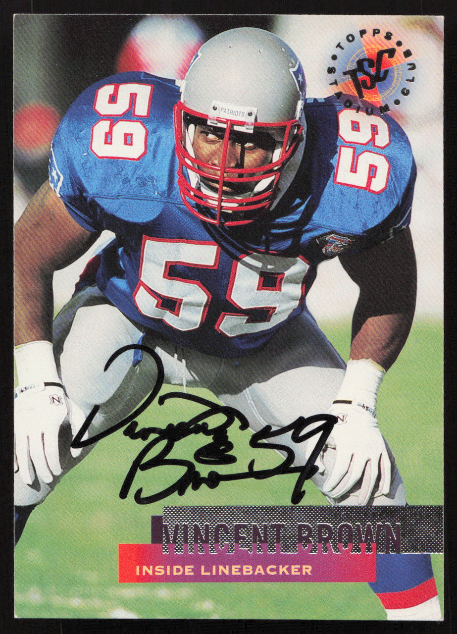 Vincent Brown Autographed 1995 Stadium Club Card #403 New England Patriots SKU #261151