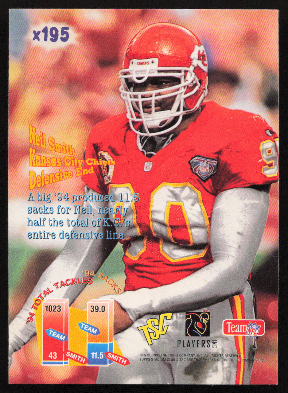 Neil Smith Autographed 1995 Stadium Club Card #X195 Kansas City Chiefs SKU #261169