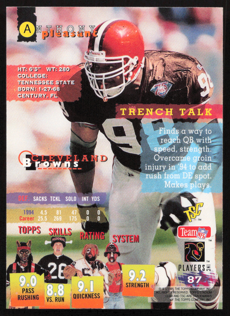 Anthony Pleasant Autographed 1995 Stadium Club Card #87 Cleveland Browns SKU #261172