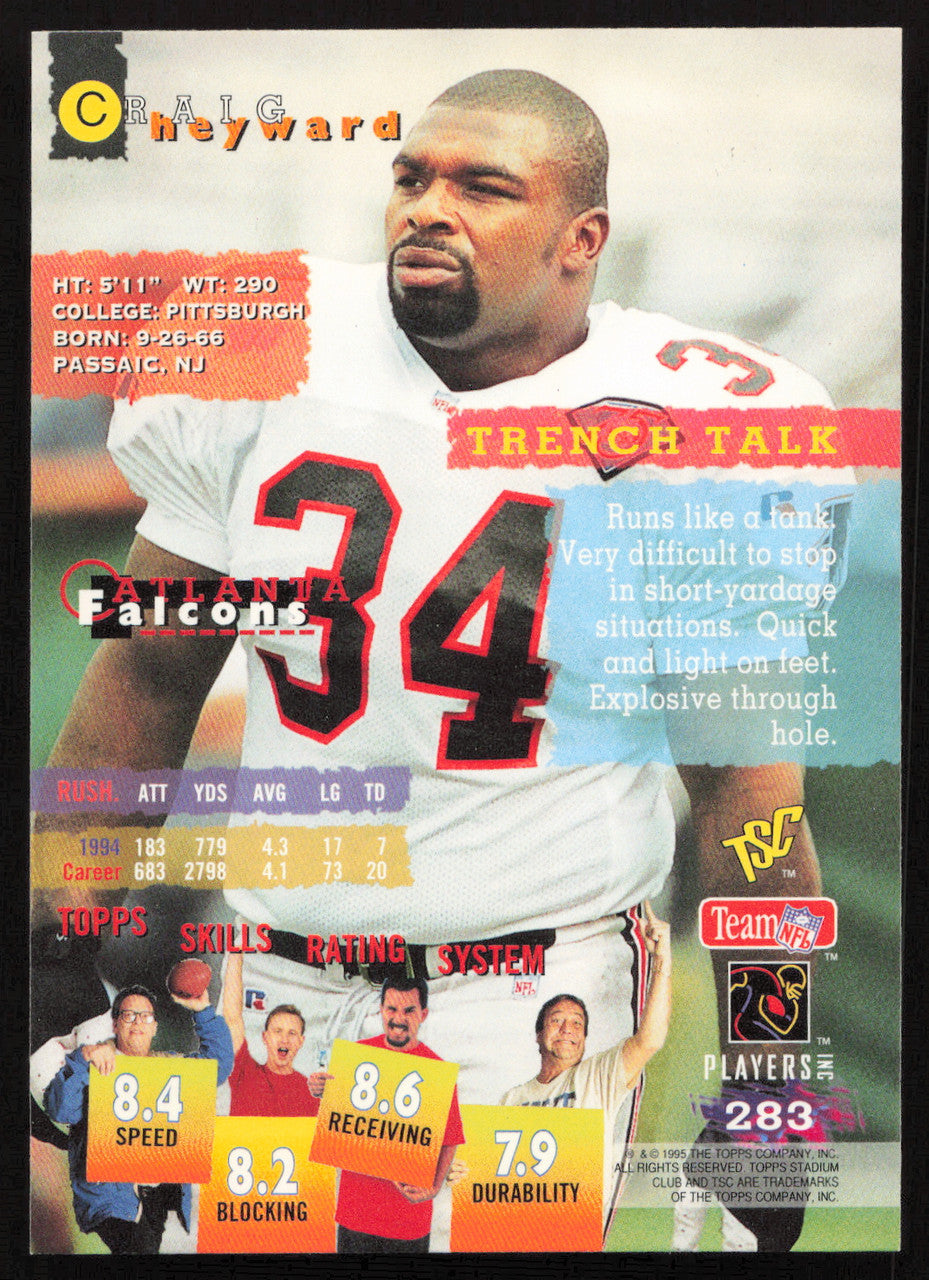 Craig Heyward Autographed 1995 Stadium Club Card #283 Atlanta Falcons SKU #261184