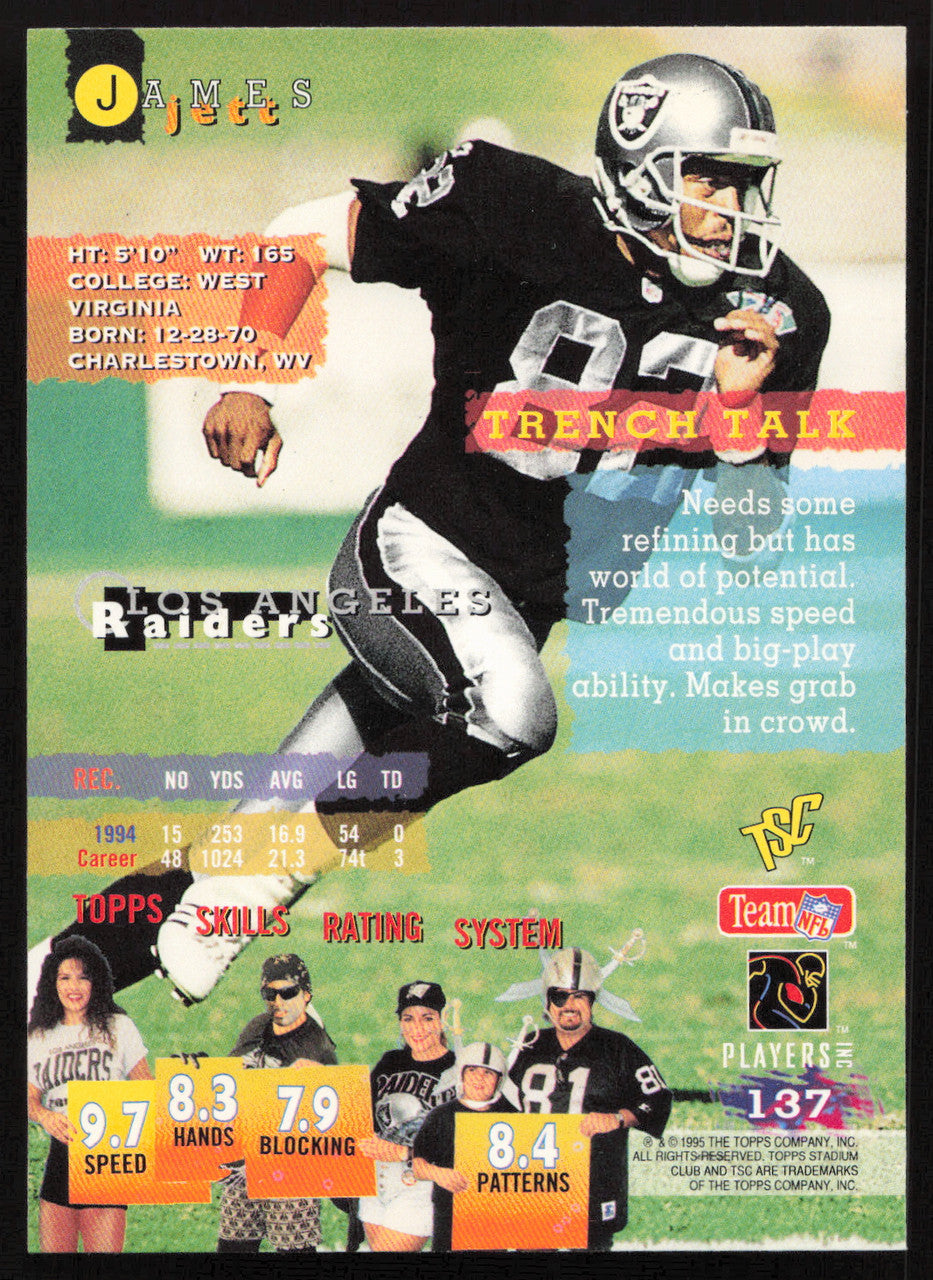 James Jett Autographed 1995 Stadium Club Card #137 Los Angeles Raiders SKU #261189