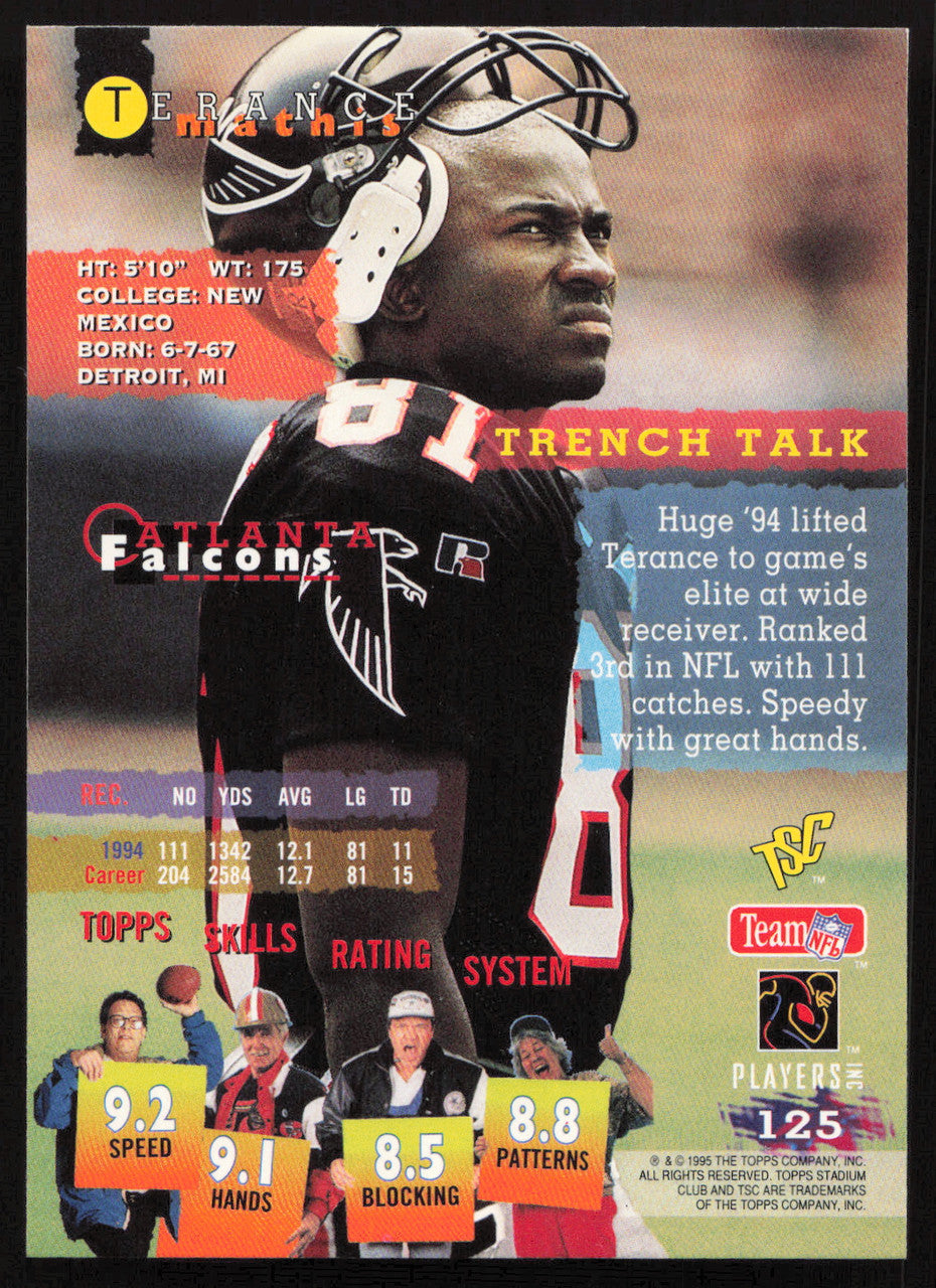 Terance Mathis Autographed 1995 Stadium Club Card #125 Atlanta Falcons SKU #261191