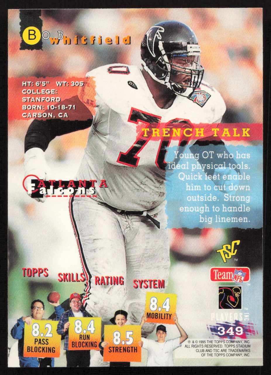 Bob Whitfield Autographed 1995 Stadium Club Card #349 Atlanta Falcons SKU #261196