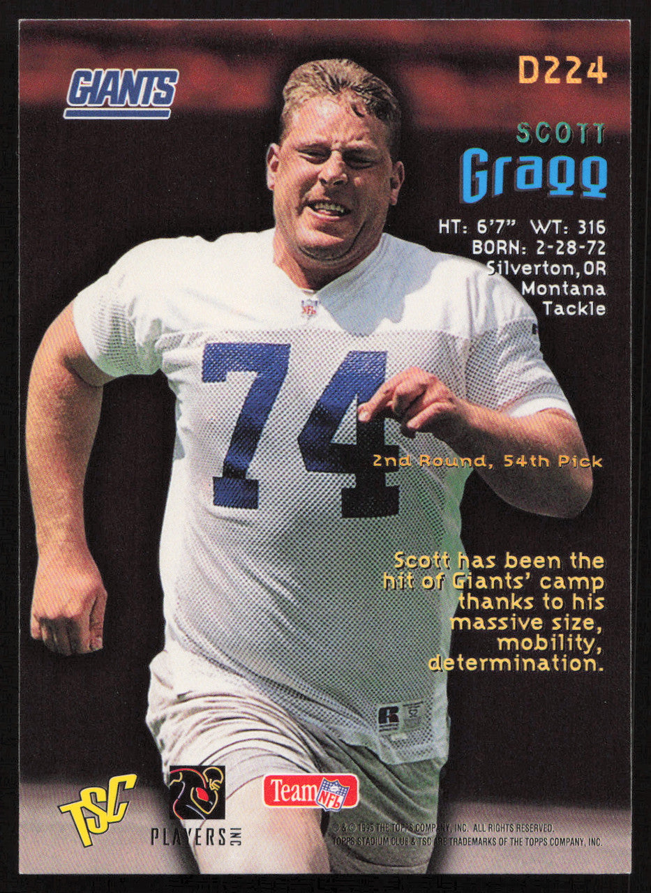 Scott Gragg Autographed 1995 Stadium Club Rookie Card #D224 New York Giants SKU #261204