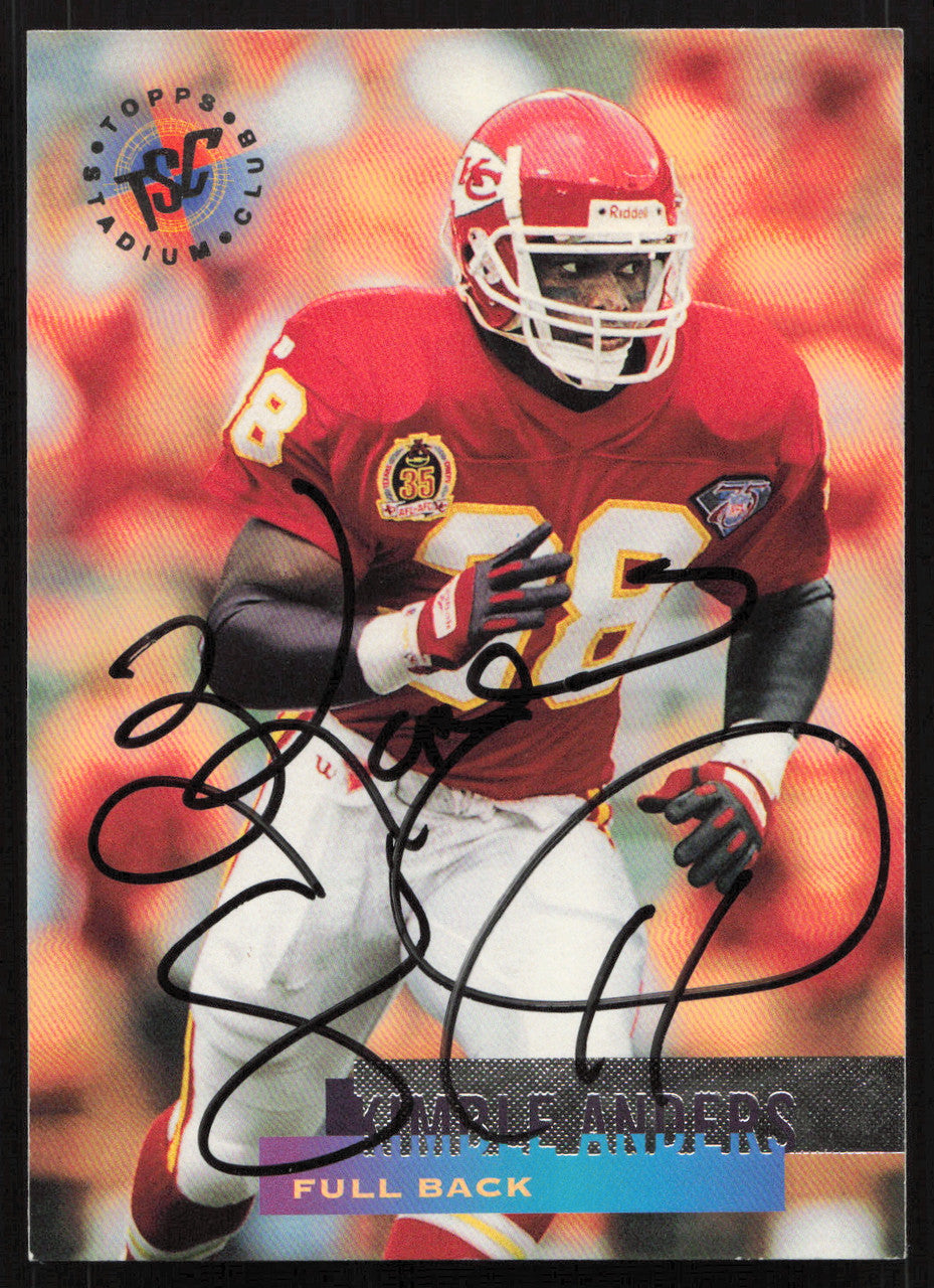 Kimble Anders Autographed 1995 Stadium Club Card #289 Kansas City Chiefs SKU #261216