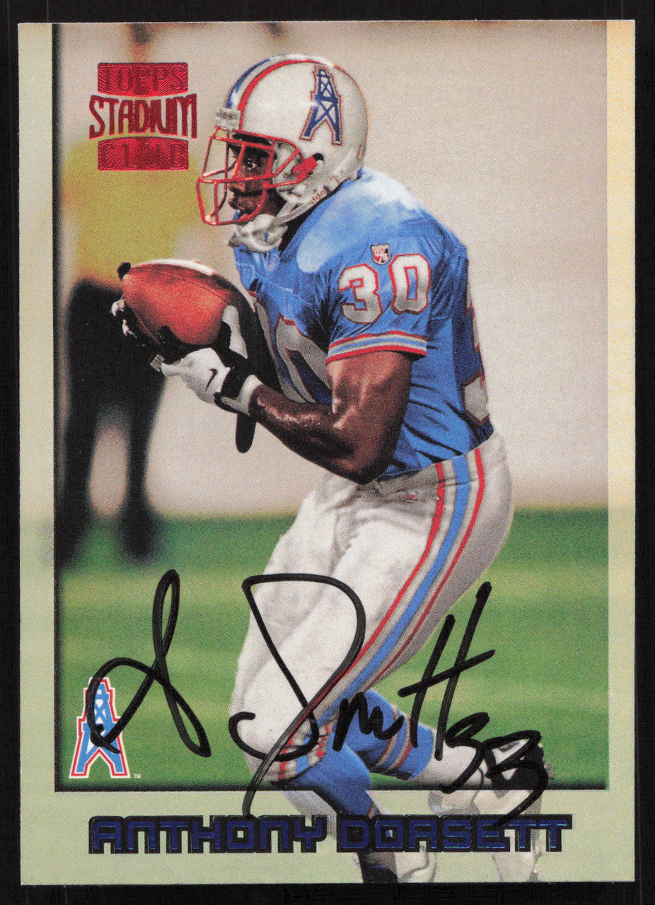 Anthony Dorsett Autographed 1996 Stadium Club Rookie Card #333 Houston Oilers SKU #261222