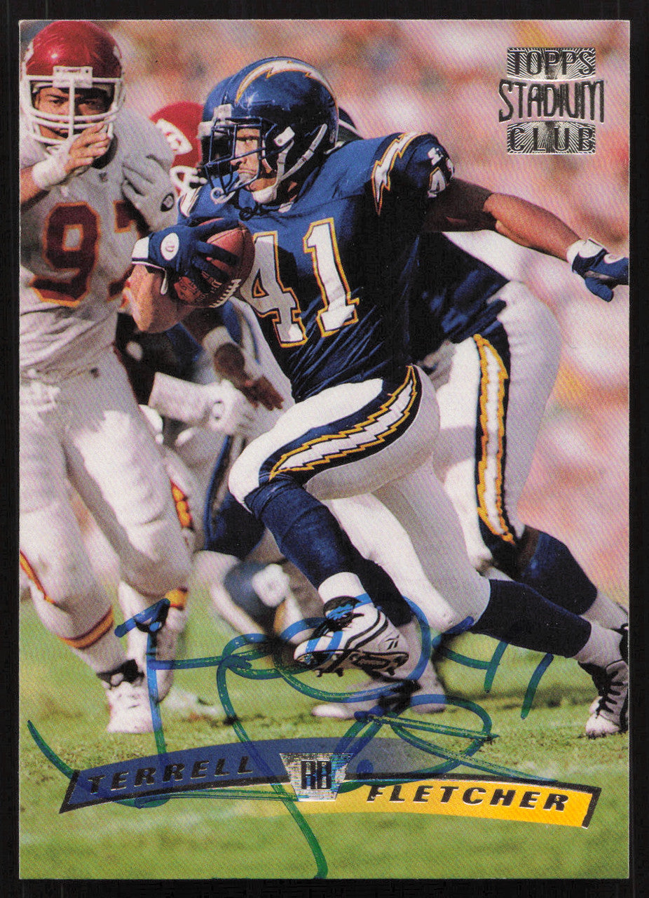 Terrell Fletcher Autographed 1996 Stadium Club Card #114 San Diego Chargers SKU #261245