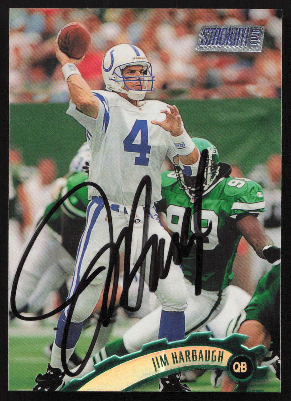 Jim Harbaugh Autographed 1997 Stadium Club Card #41 Indianapolis Colts SKU #261249