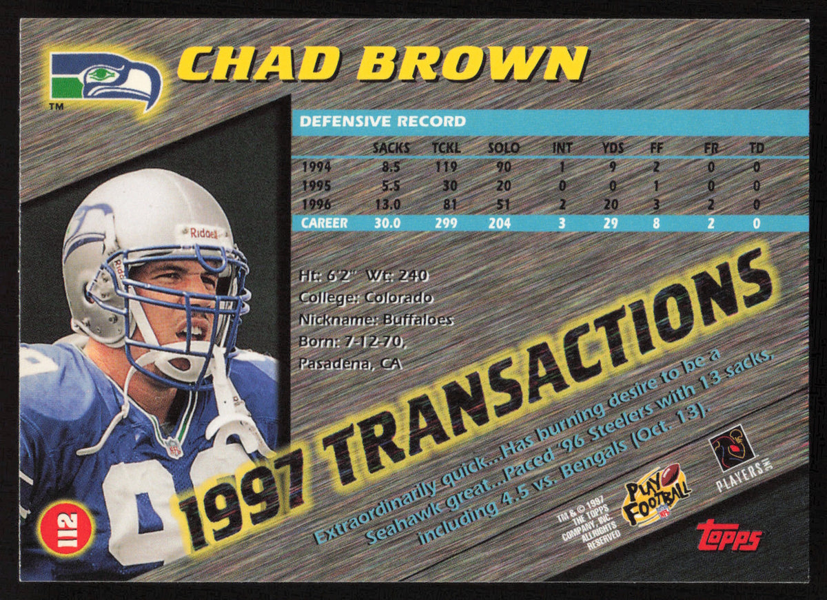 Chad Brown Autographed 1997 Stadium Club Card #112 Seattle Seahawks SKU #261276