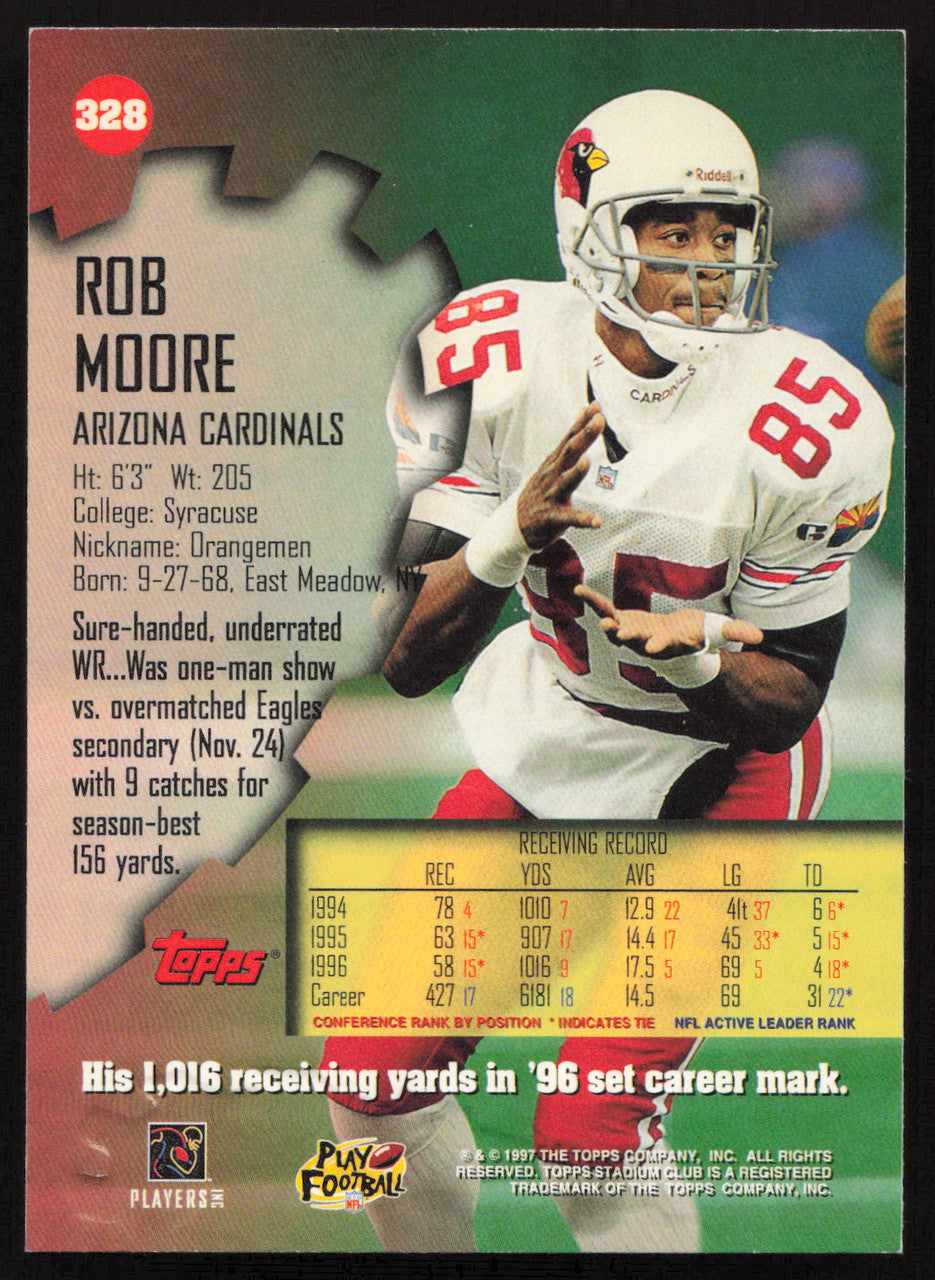 Rob Moore Autographed 1997 Stadium Club Card #328 Arizona Cardinals SKU #261301